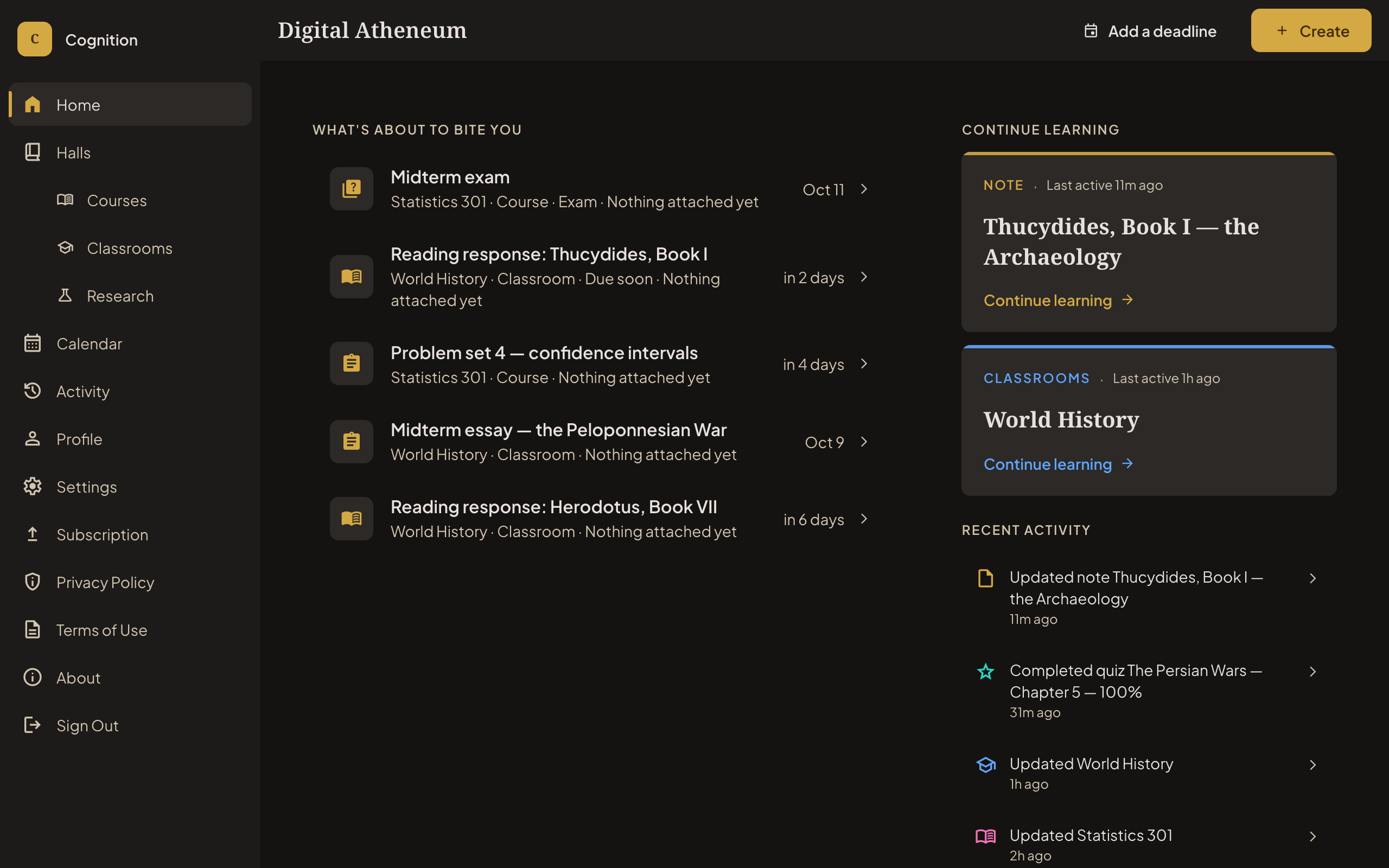 The Dashboard on a desktop