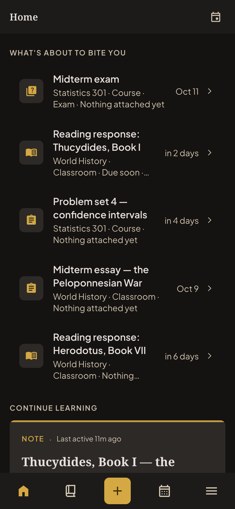 The Dashboard — what's due across your Halls